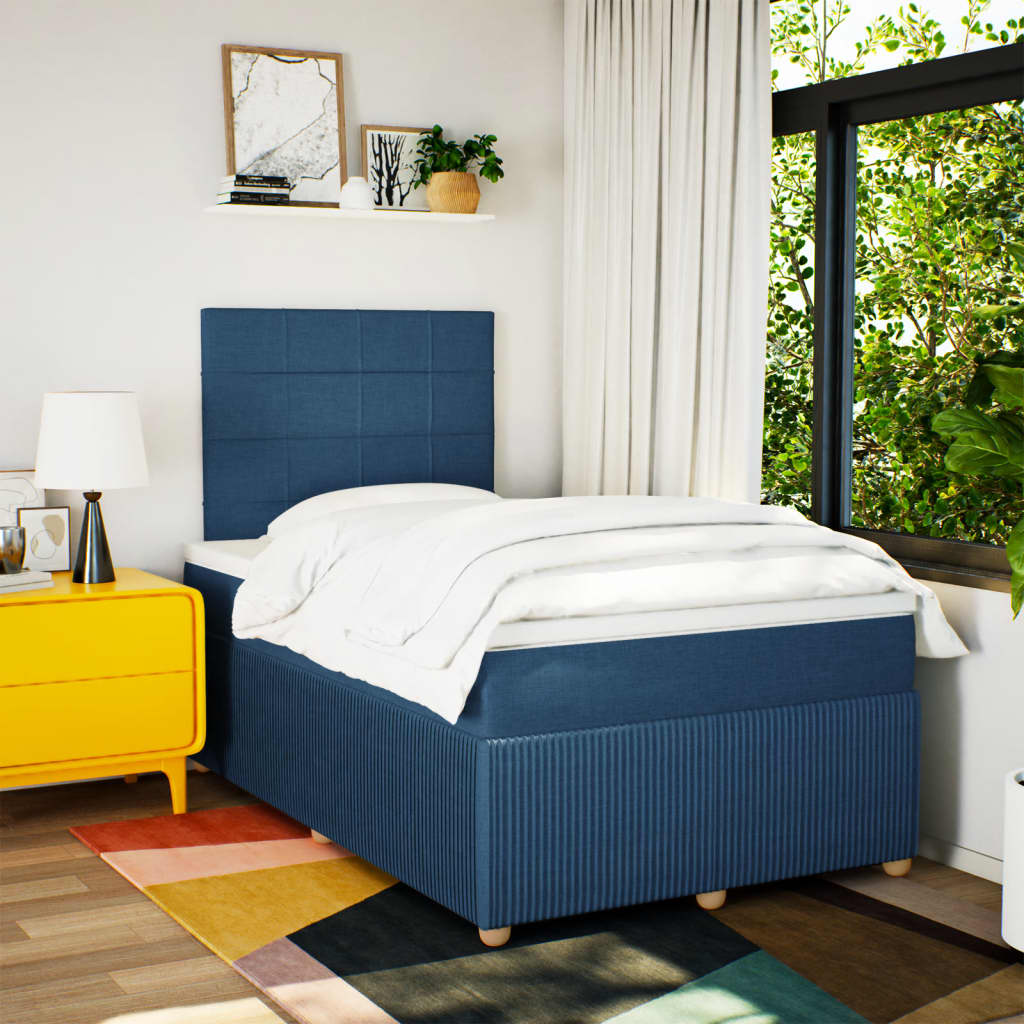 Boxspring posteľ s matracom modrá 120x200 cm látka