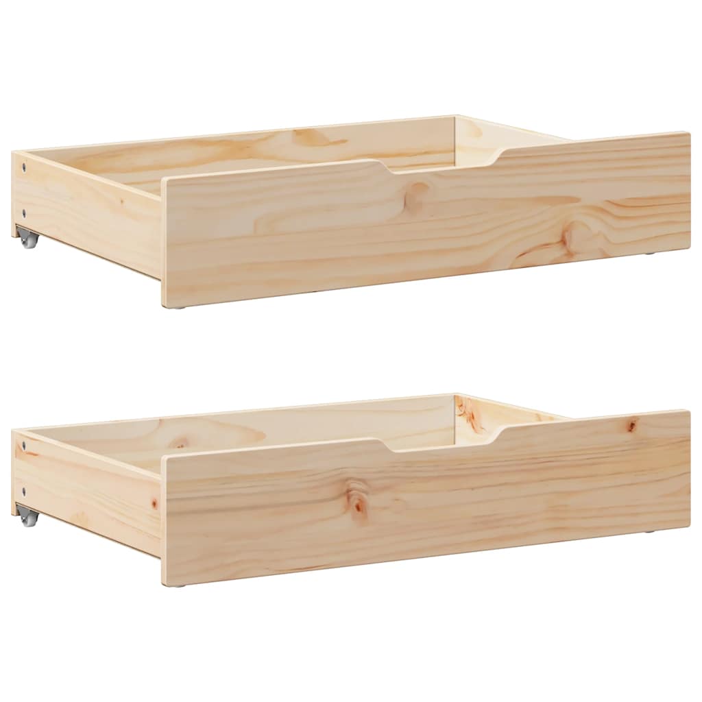 Zásuvky pod posteľ s kolieskami 2 ks 80x55x17 cm borovica