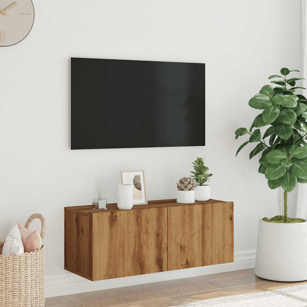 Nástenná TV skrinka dub artisan 80x30x30 cm kompozitné drevo