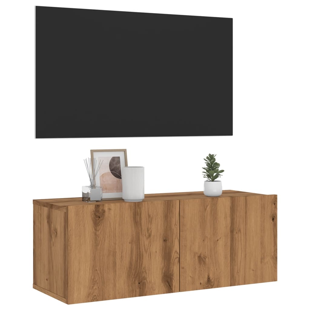 Nástenná TV skrinka dub artisan 80x30x30 cm kompozitné drevo