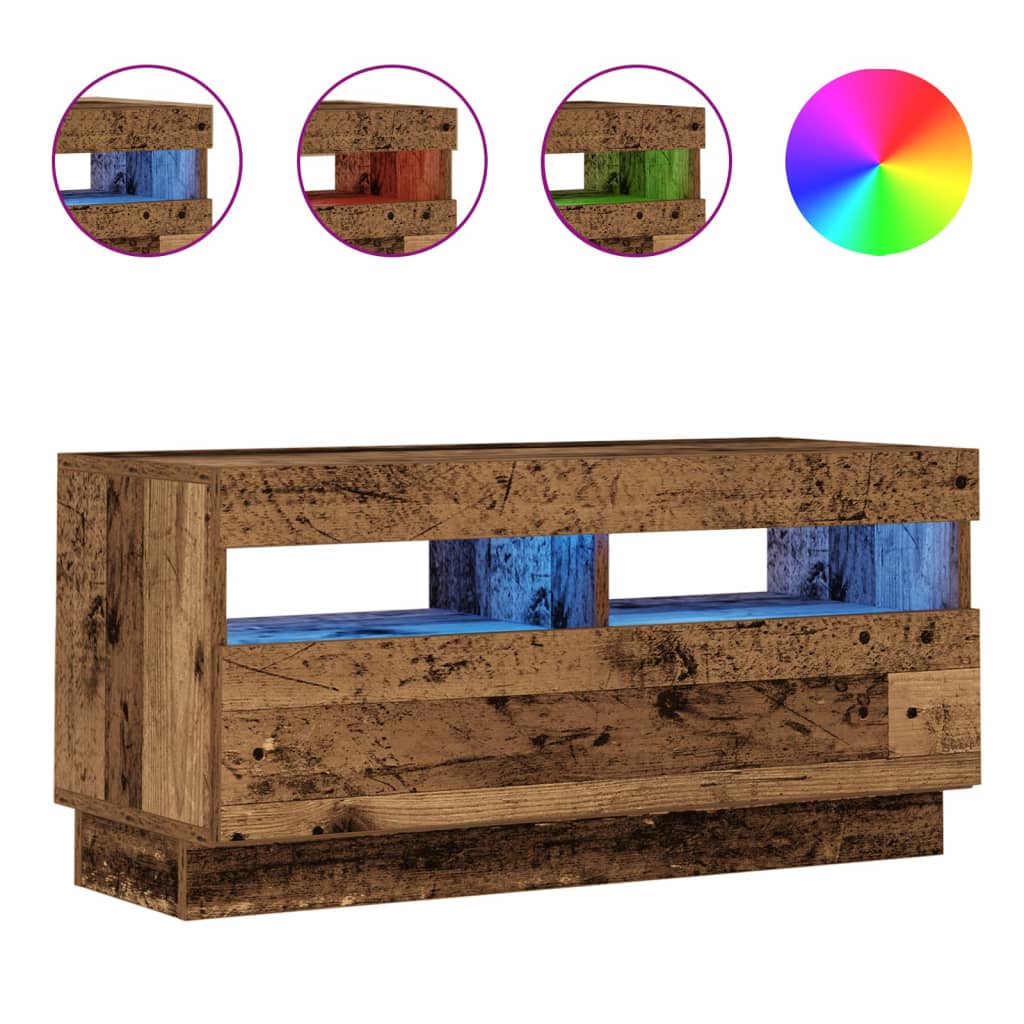 TV skrinka s LED staré drevo 80x35x40 cm kompozitné drevo