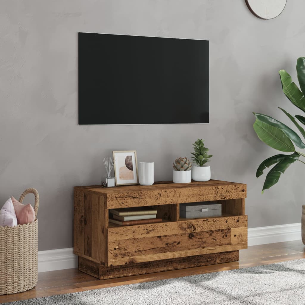 TV skrinka s LED staré drevo 80x35x40 cm kompozitné drevo