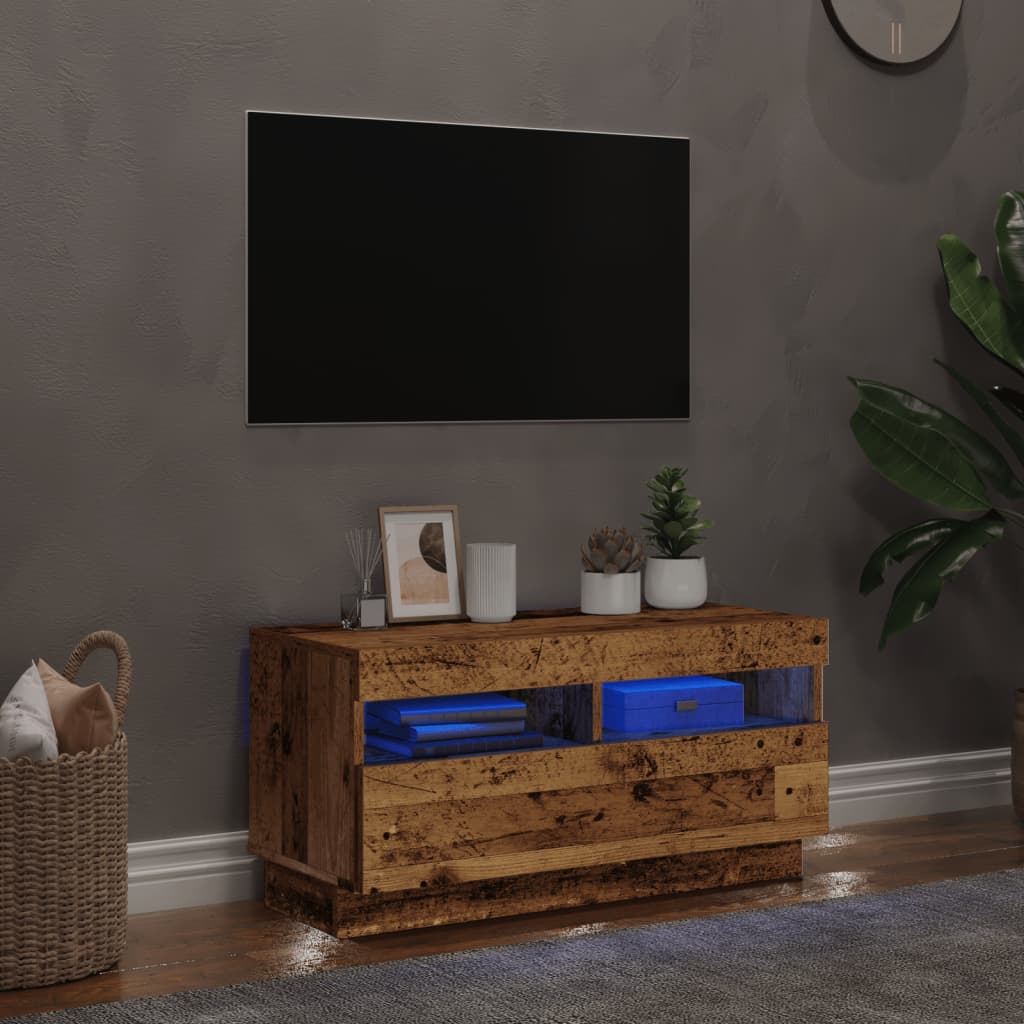 TV skrinka s LED staré drevo 80x35x40 cm kompozitné drevo