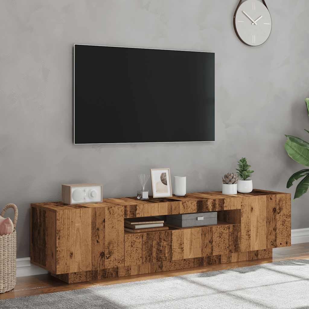 TV skrinka s LED staré drevo 160x35x40 cm kompozitné drevo