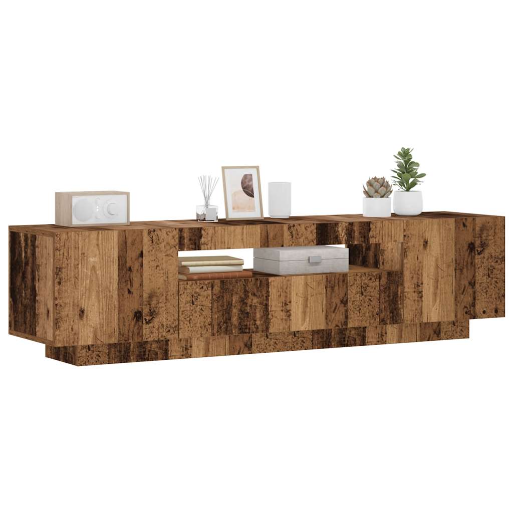 TV skrinka s LED staré drevo 160x35x40 cm kompozitné drevo