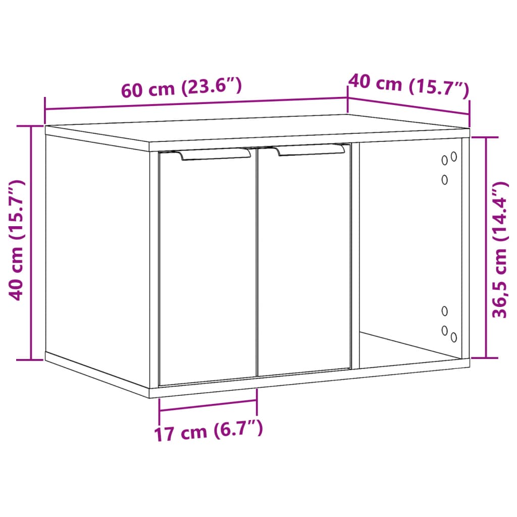 Uzavretý box na stelivo staré drevo 60x40x40cm kompozitné drevo