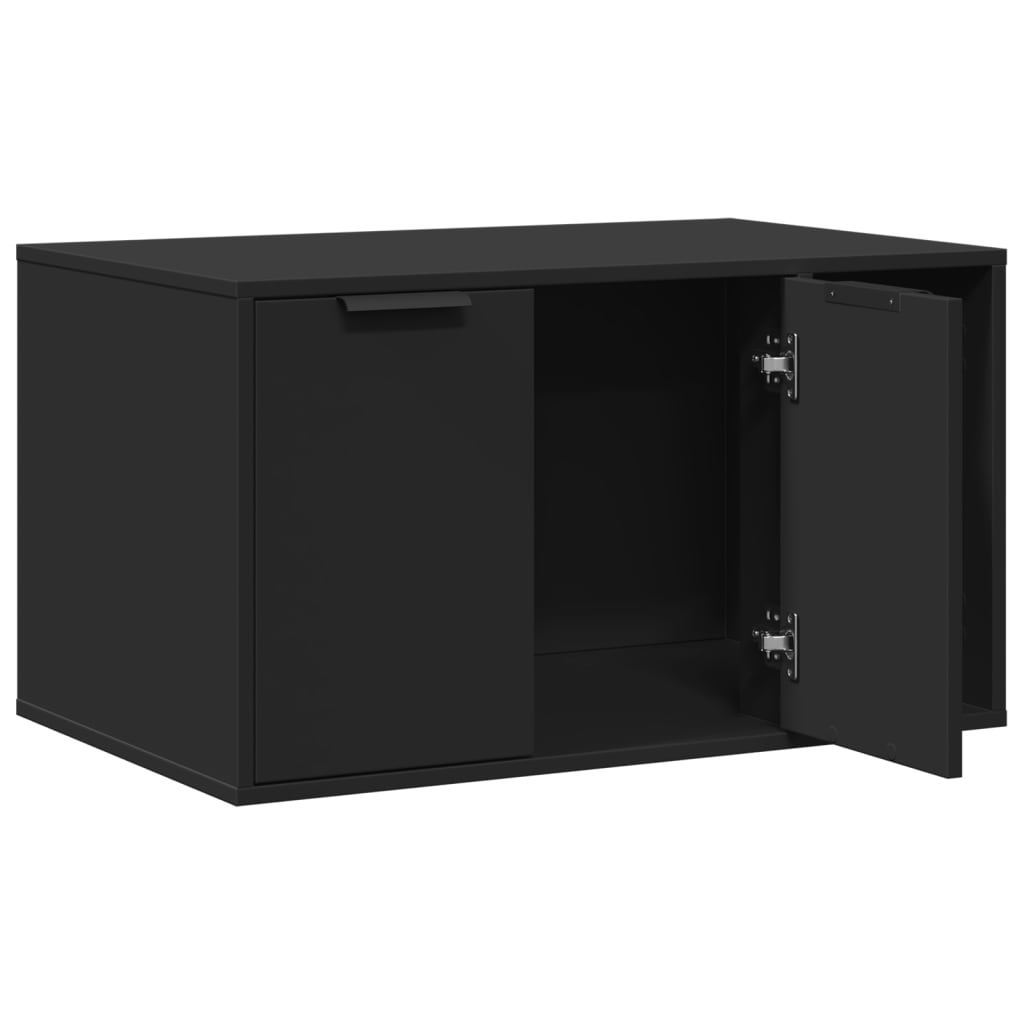 Uzavretý box na stelivo, čierny 80x50x45 cm, kompozitné drevo