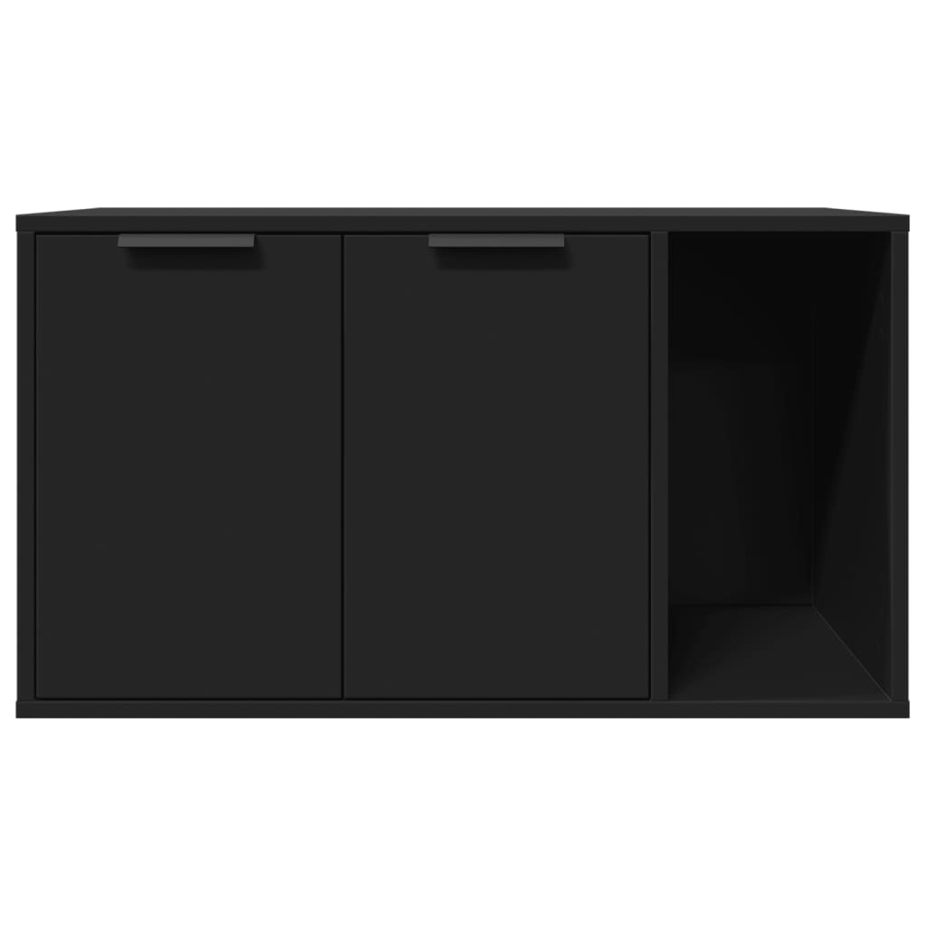 Uzavretý box na stelivo, čierny 80x50x45 cm, kompozitné drevo