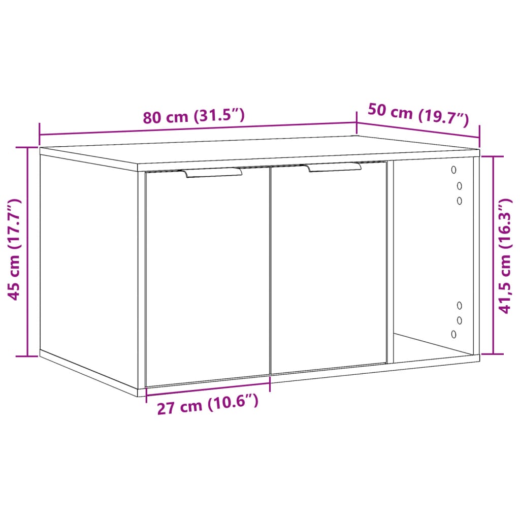Uzavretý box na stelivo dub artisan 80x50x45cm kompozitné drevo