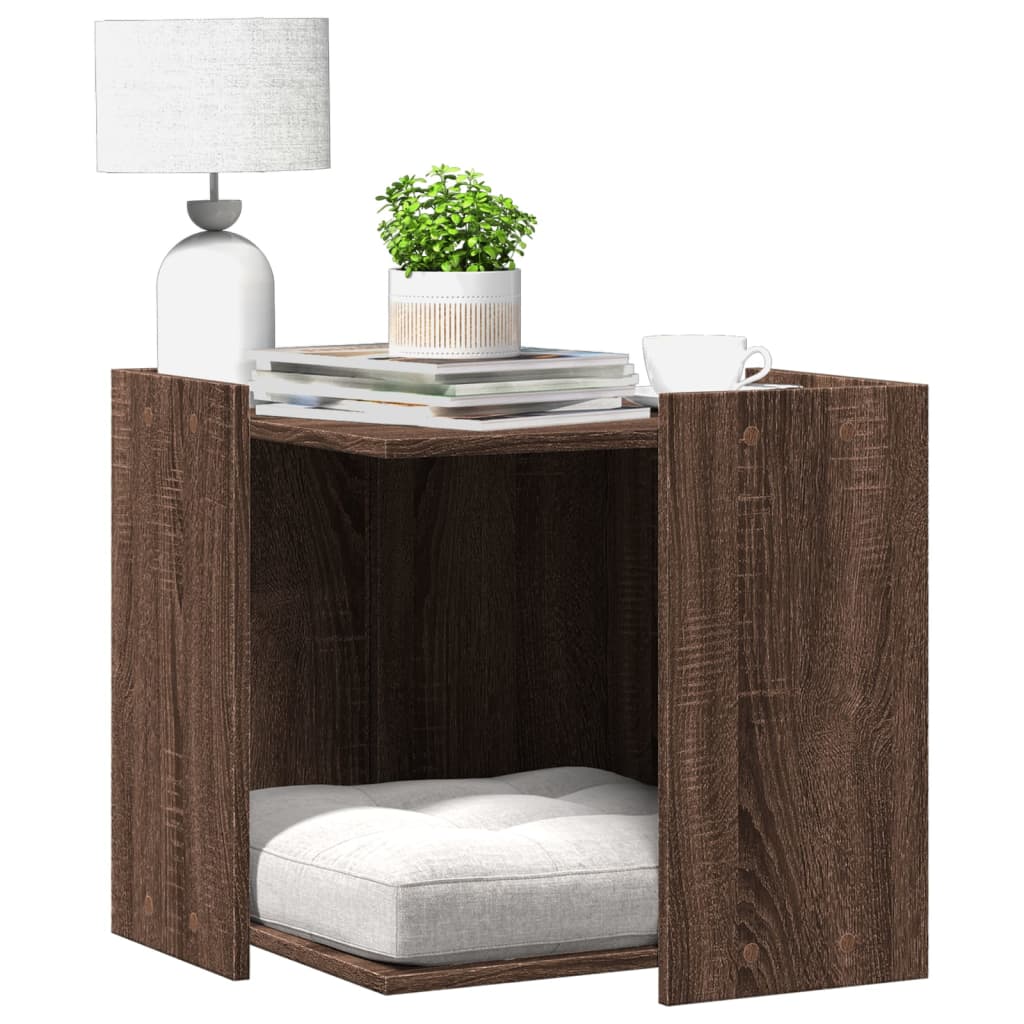 Uzavretý box na stelivo, hnedý dub 53x53x51cm, kompozitné drevo