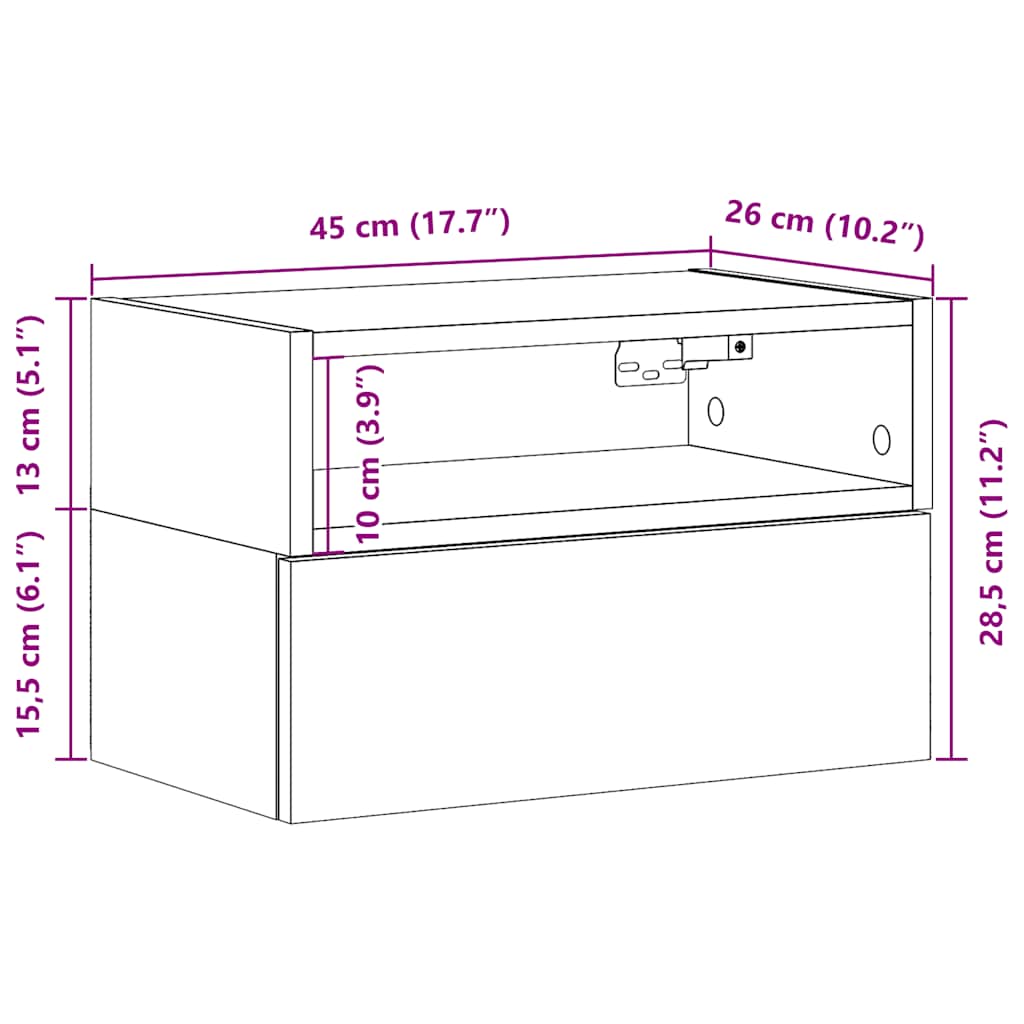 Nástenné nočné stolíky 2 ks dub sonoma 45x26x28,5 cm