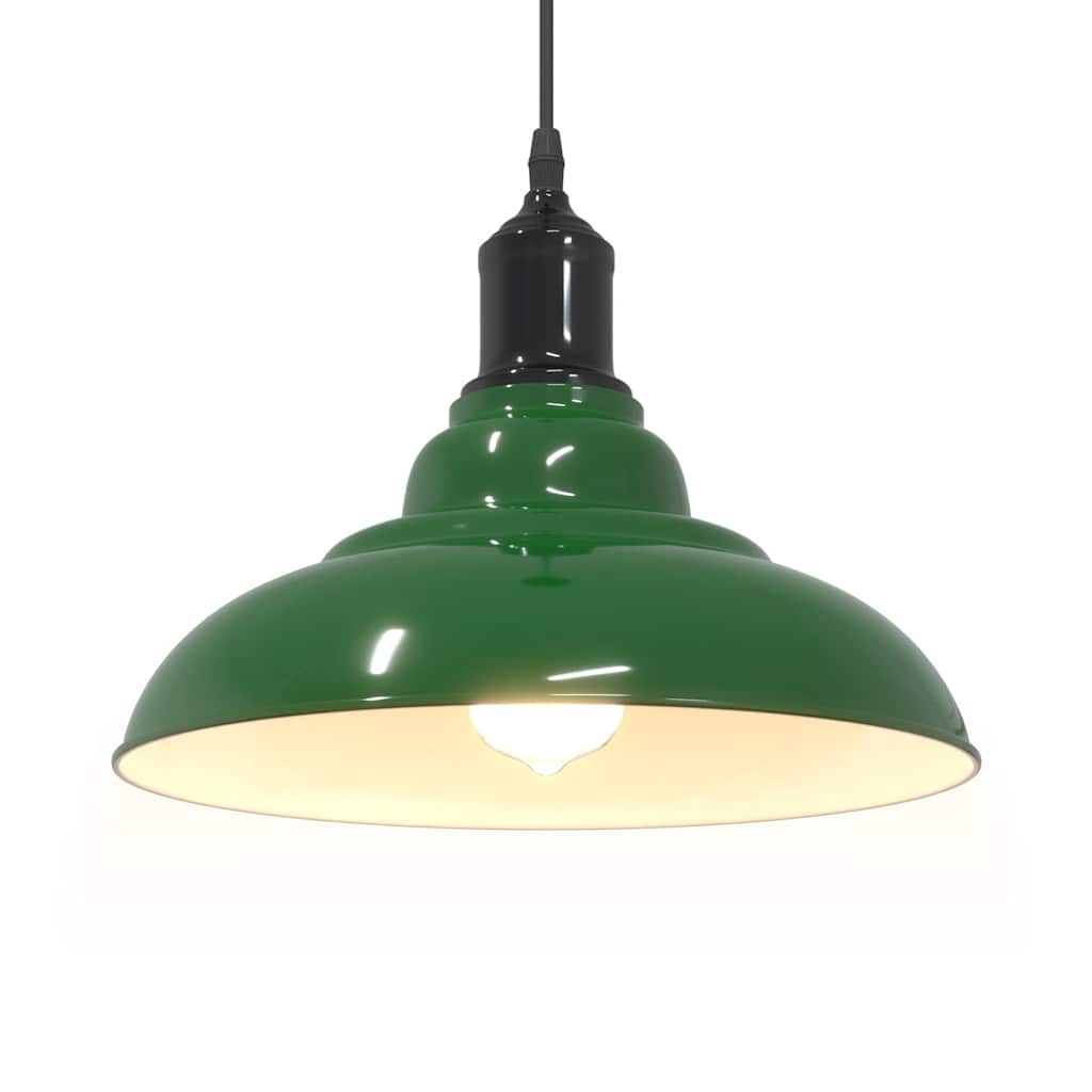 Závesná lampa výškovo nastaviteľná E27 lesk zelená Ø 31 cm kov