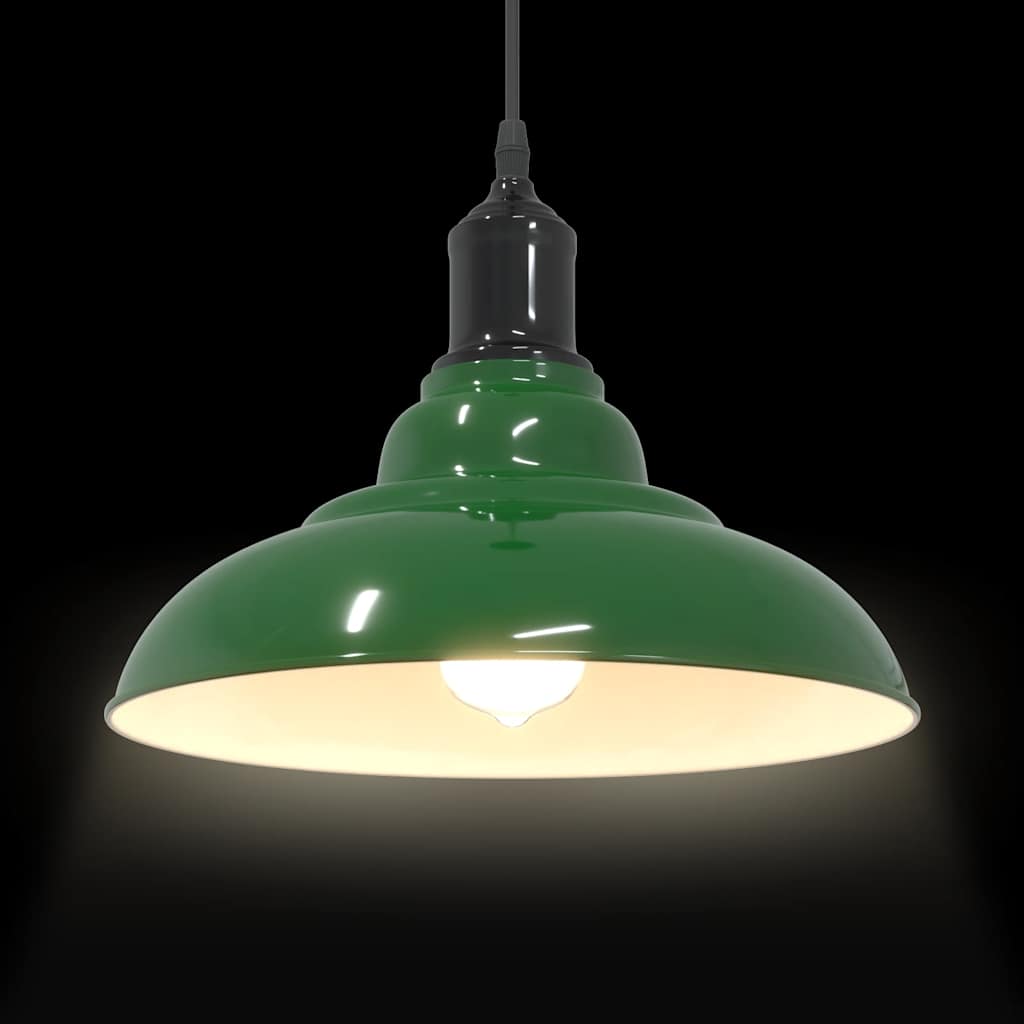Závesná lampa výškovo nastaviteľná E27 lesk zelená Ø 31 cm kov
