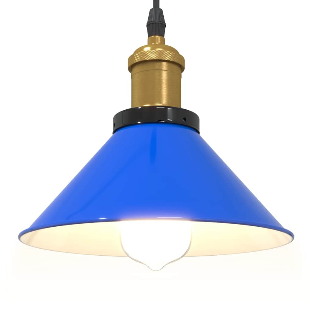 Závesná lampa výškovo nastaviteľná E27 lesk tmavomodrá Ø 22 cm