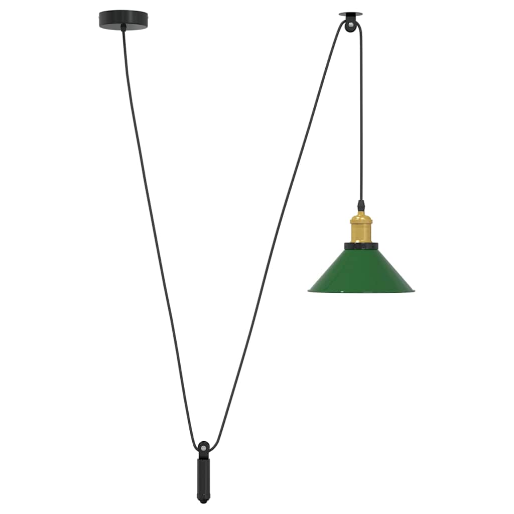 Závesná lampa výškovo nastaviteľná E27 lesk zelená Ø 22 cm kov