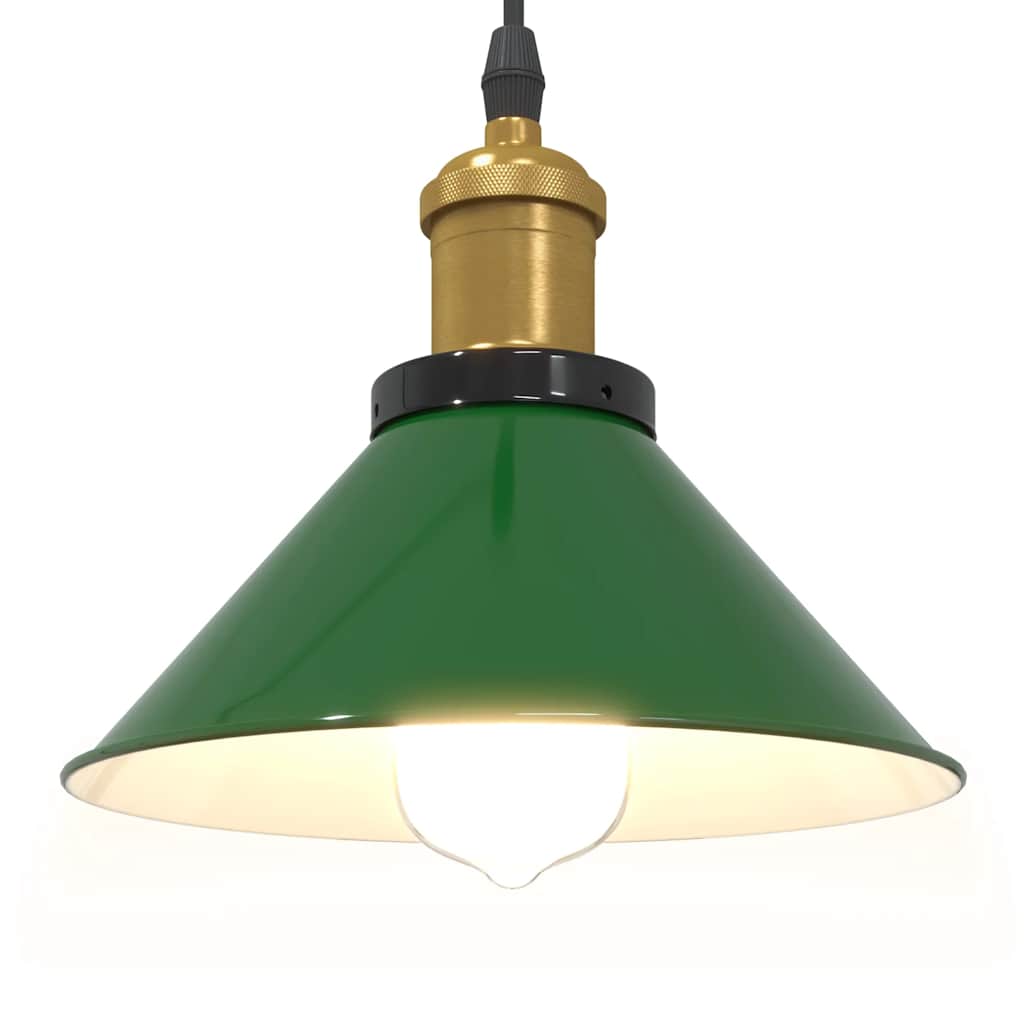 Závesná lampa výškovo nastaviteľná E27 lesk zelená Ø 22 cm kov