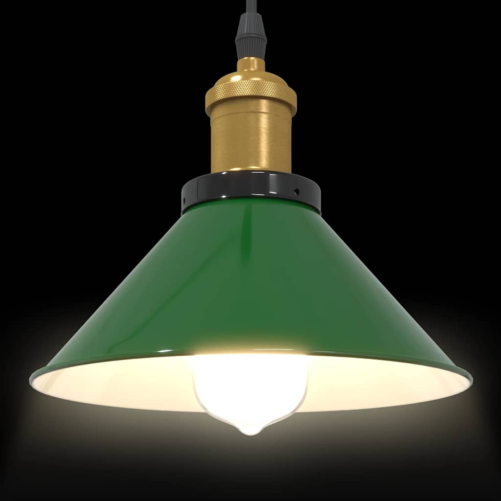 Závesná lampa výškovo nastaviteľná E27 lesk zelená Ø 22 cm kov