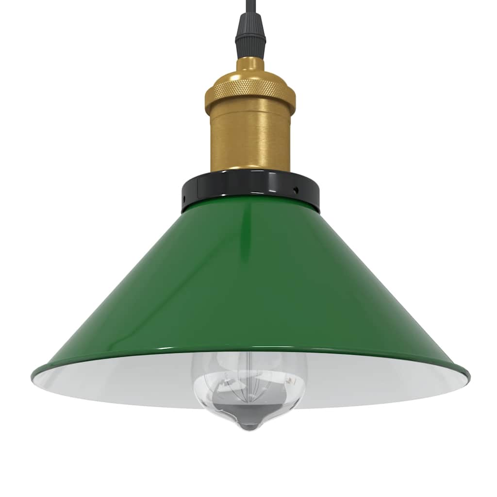 Závesná lampa výškovo nastaviteľná E27 lesk zelená Ø 22 cm kov