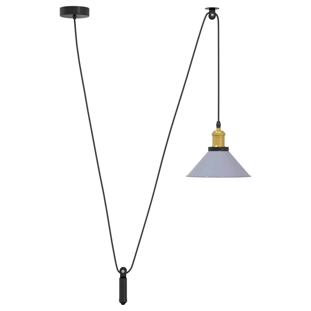 Závesná lampa výškovo nastaviteľná E27 lesk šedá Ø 22 cm kov