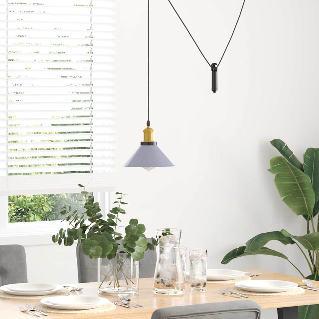 Závesná lampa výškovo nastaviteľná E27 lesk šedá Ø 22 cm kov