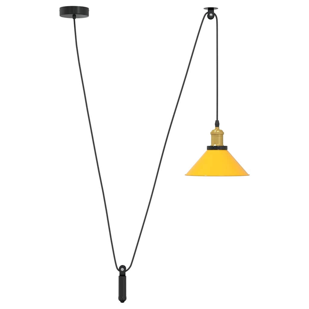 Závesná lampa výškovo nastaviteľná E27 lesk žltá Ø 22 cm kov