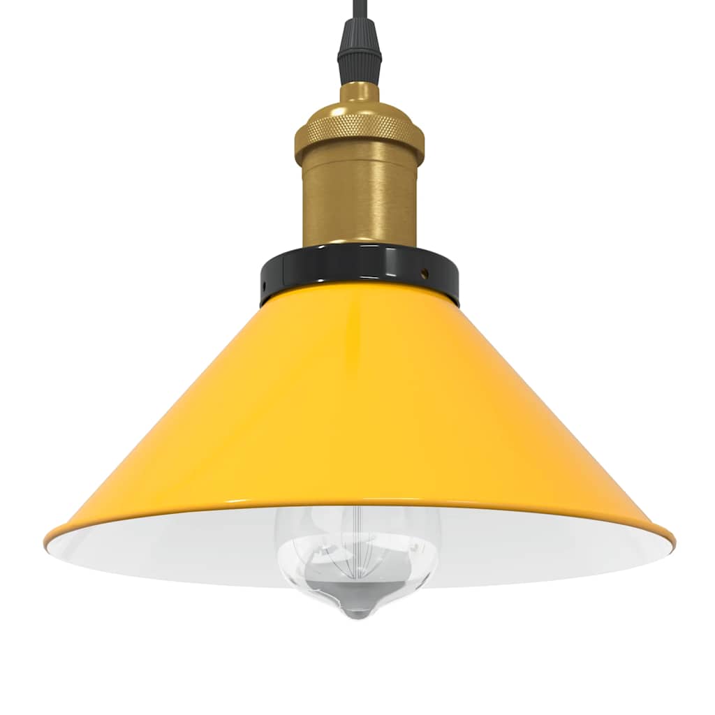 Závesná lampa výškovo nastaviteľná E27 lesk žltá Ø 22 cm kov