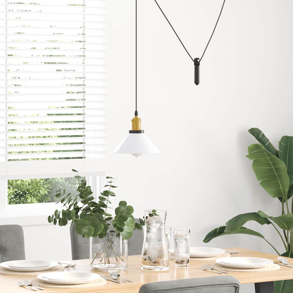 Závesná lampa výškovo nastaviteľná E27 lesk biela Ø 22 cm kov