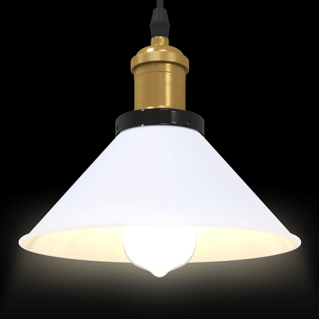Závesná lampa výškovo nastaviteľná E27 lesk biela Ø 22 cm kov