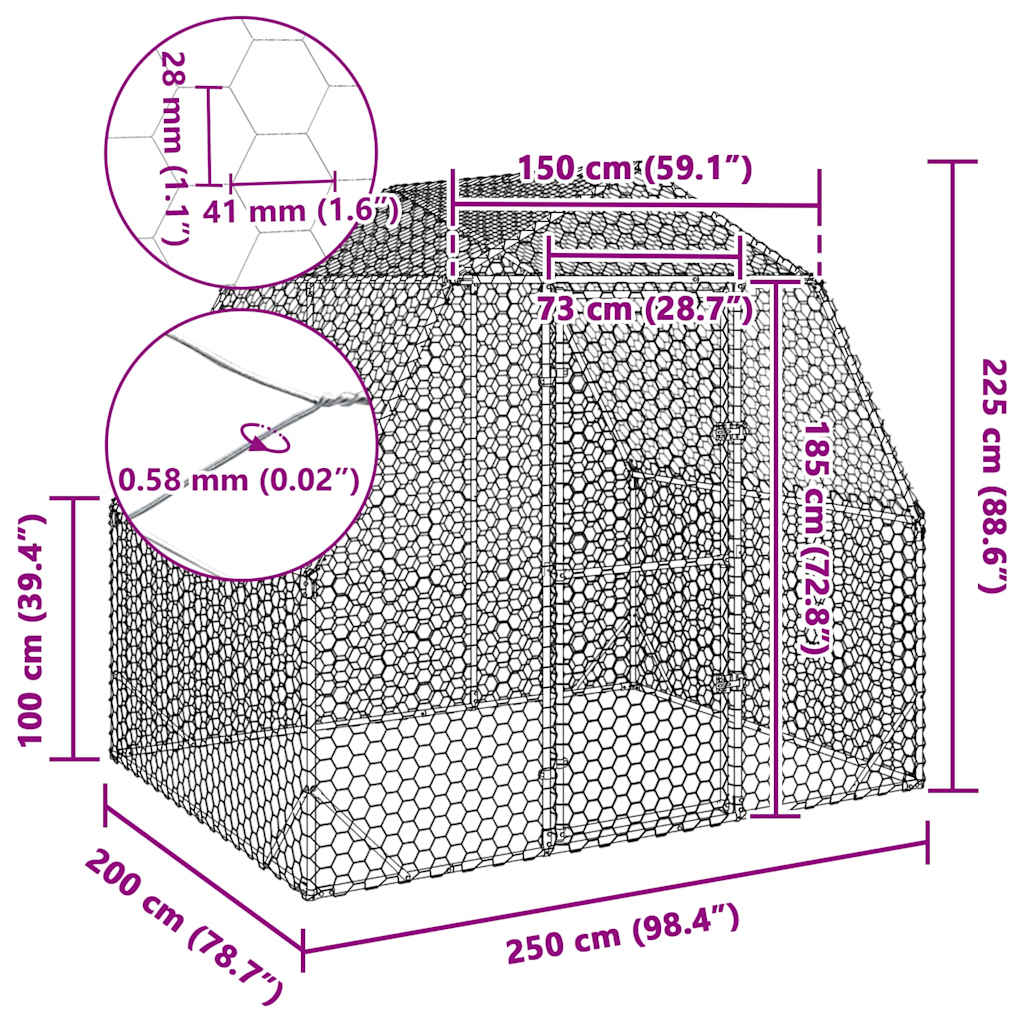 Kurací výbeh 2,5x2x2,25 m Pozinkovaná oceľ