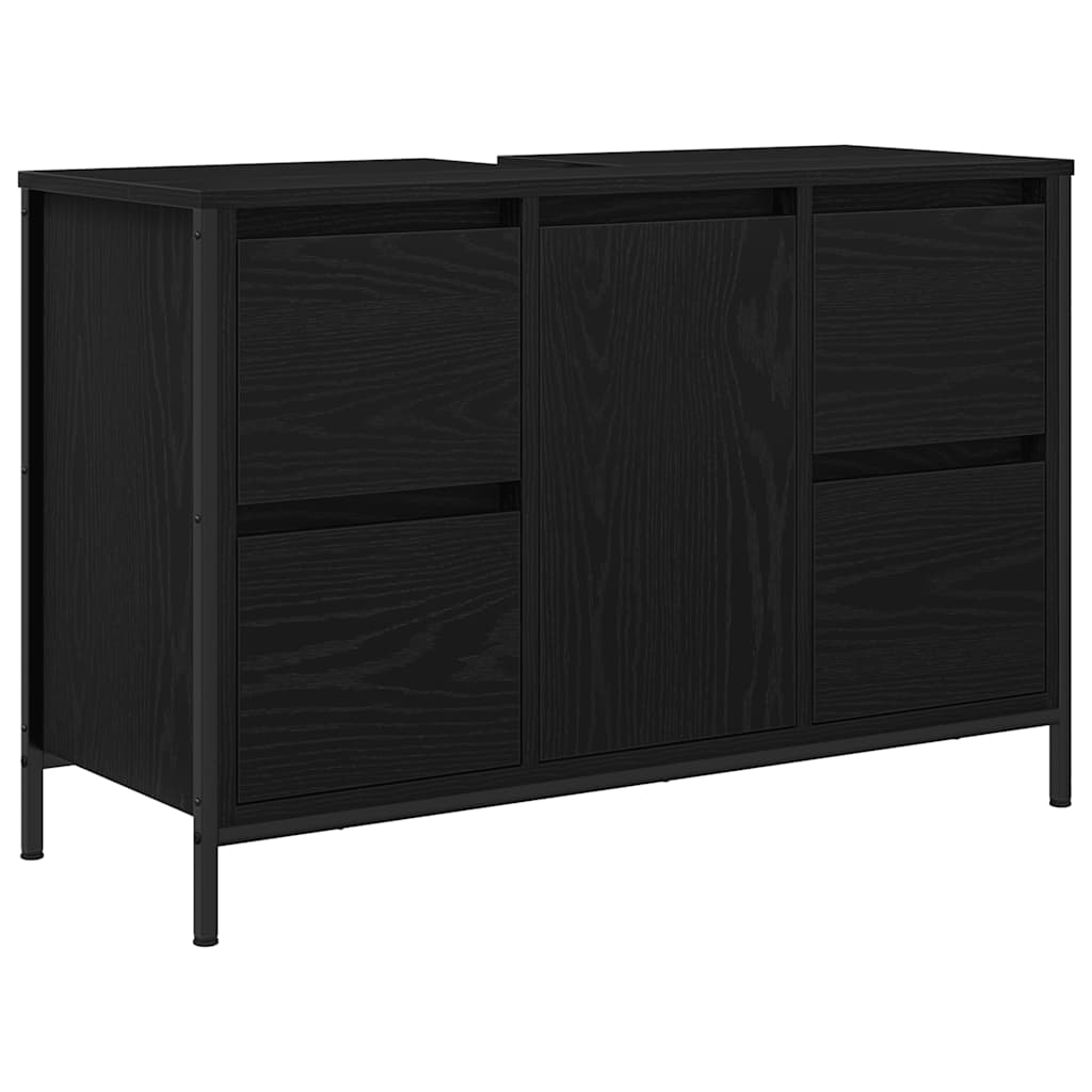 Skrinka pod umývadlo so zásuvkami dub čierny 90x34,5x60 cm