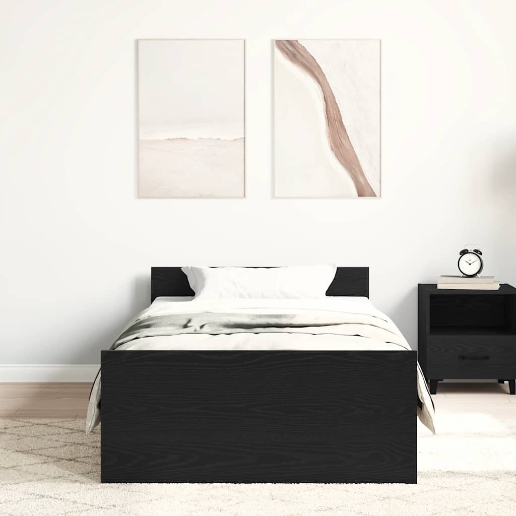 Posteľný rám bez matraca čierny dub 90x190 cm kompozitné drevo
