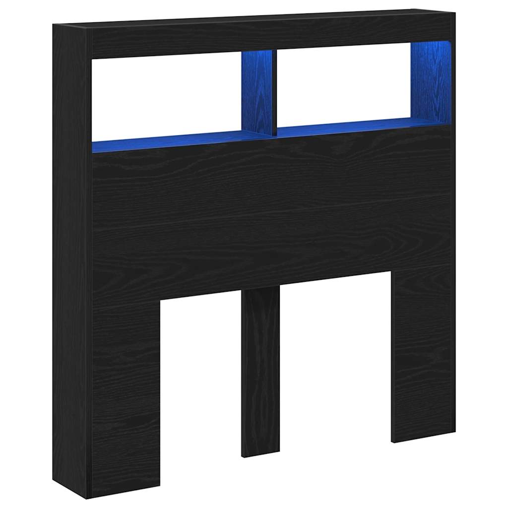 Skrinka na čelo postele s LED čierna dub 100x17x102 cm