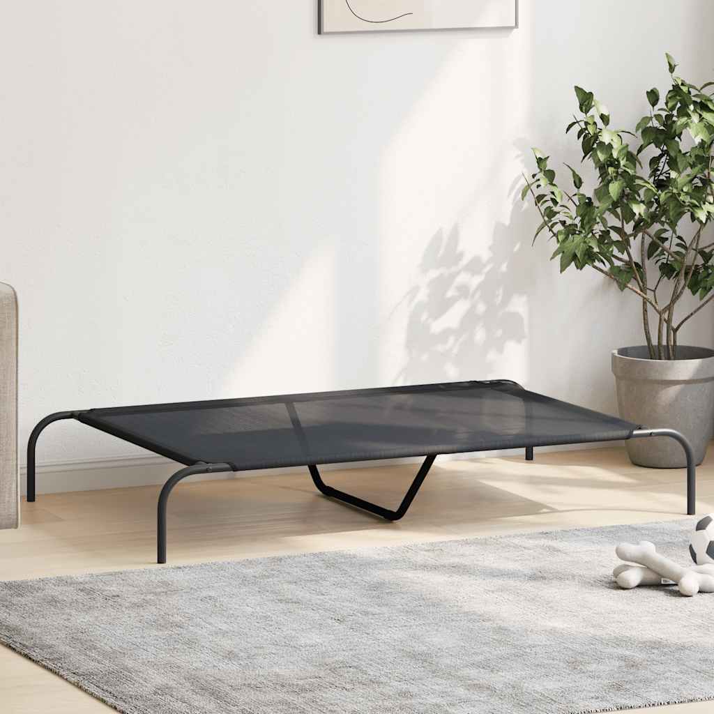 Vyvýšená posteľ pre psa Čierna 130x80x20 cm Textil a oceľ