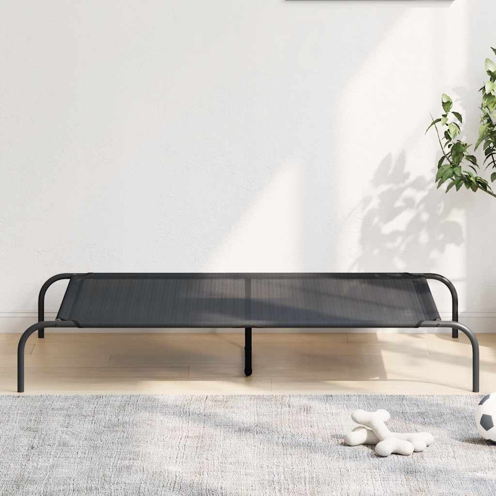 Vyvýšená posteľ pre psa Čierna 130x80x20 cm Textil a oceľ