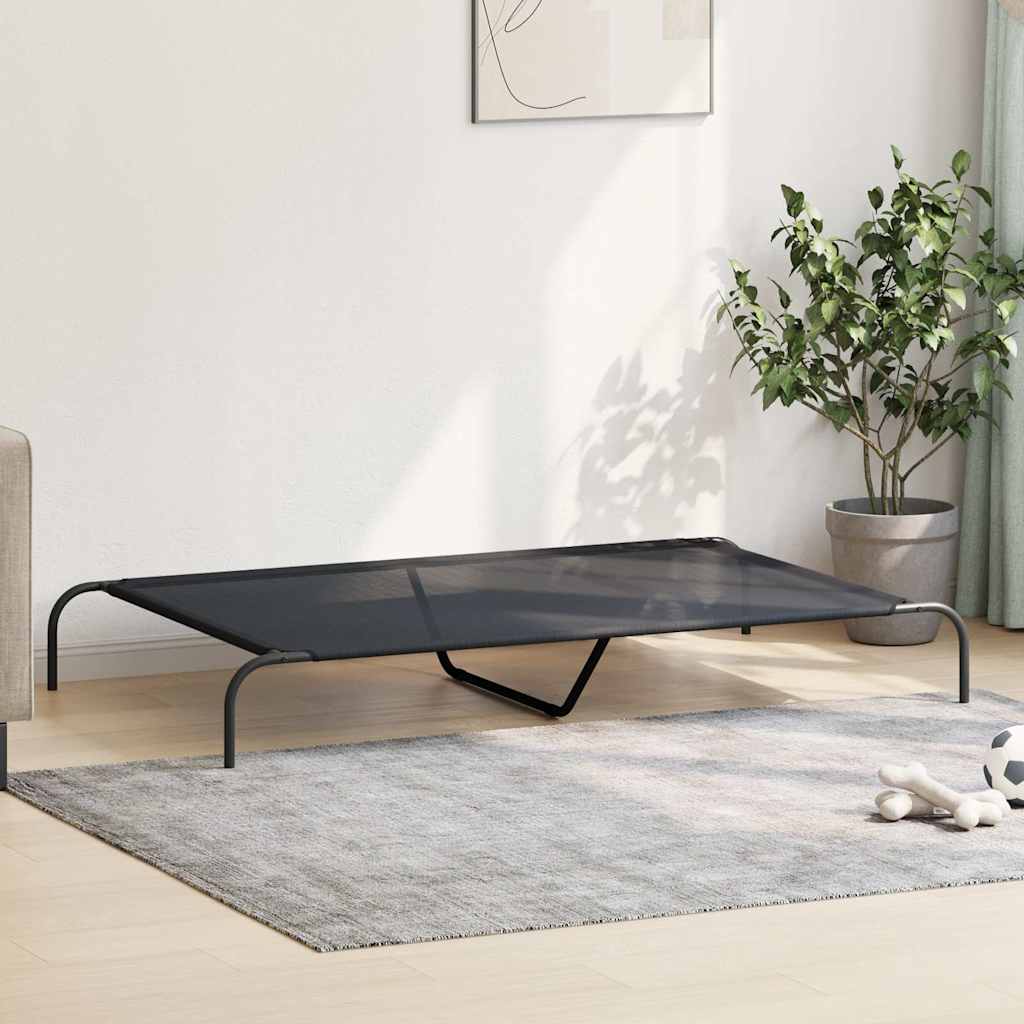 Vyvýšená posteľ pre psa Čierna 150x90x20 cm Textil a oceľ