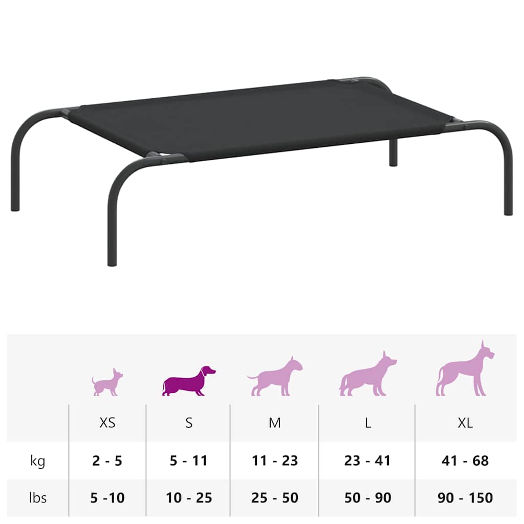 Vyvýšená posteľ pre psa Black 90x50x20 cm Oxford Fabric Steel