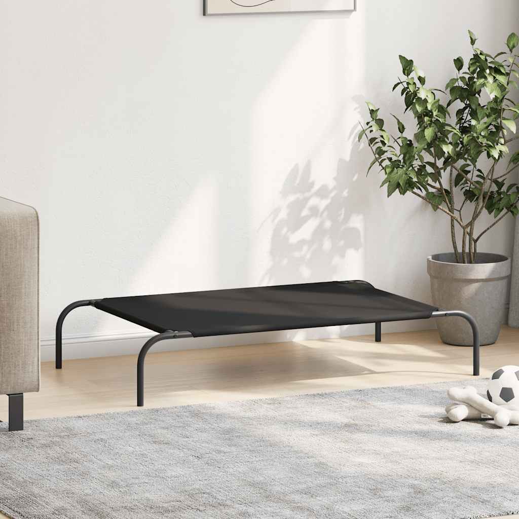 Vyvýšená posteľ pre psa čierna 110x65x20 cm Oxford Fabric Steel