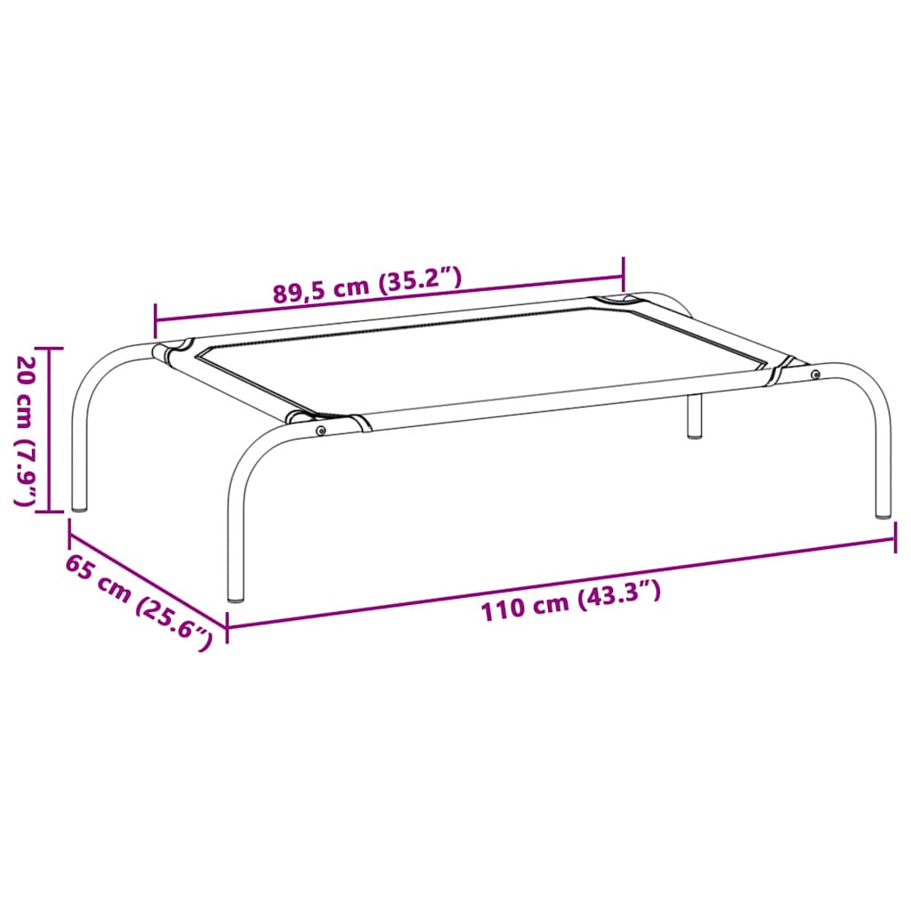 Vyvýšená posteľ pre psa čierna 110x65x20 cm Oxford Fabric Steel