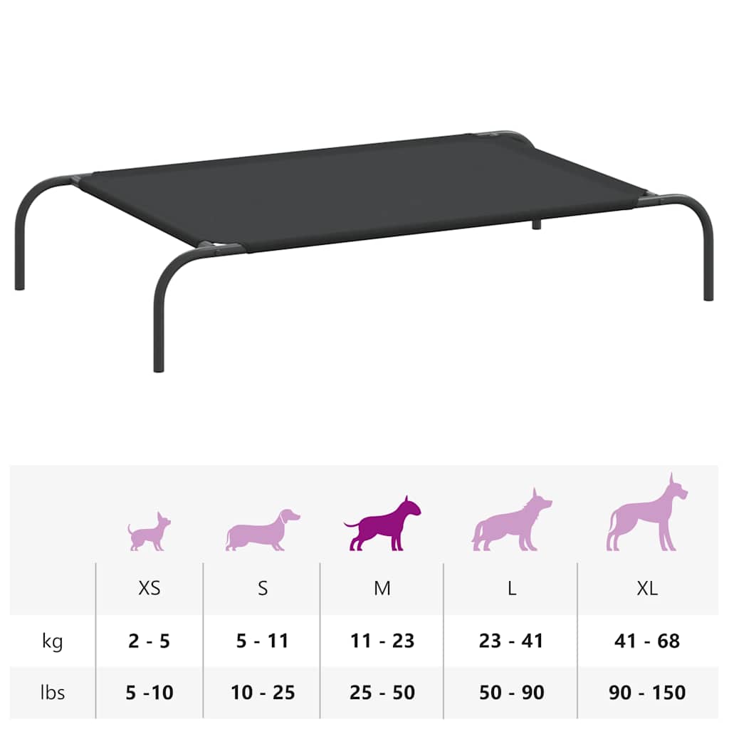 Vyvýšená posteľ pre psa čierna 110x65x20 cm Oxford Fabric Steel
