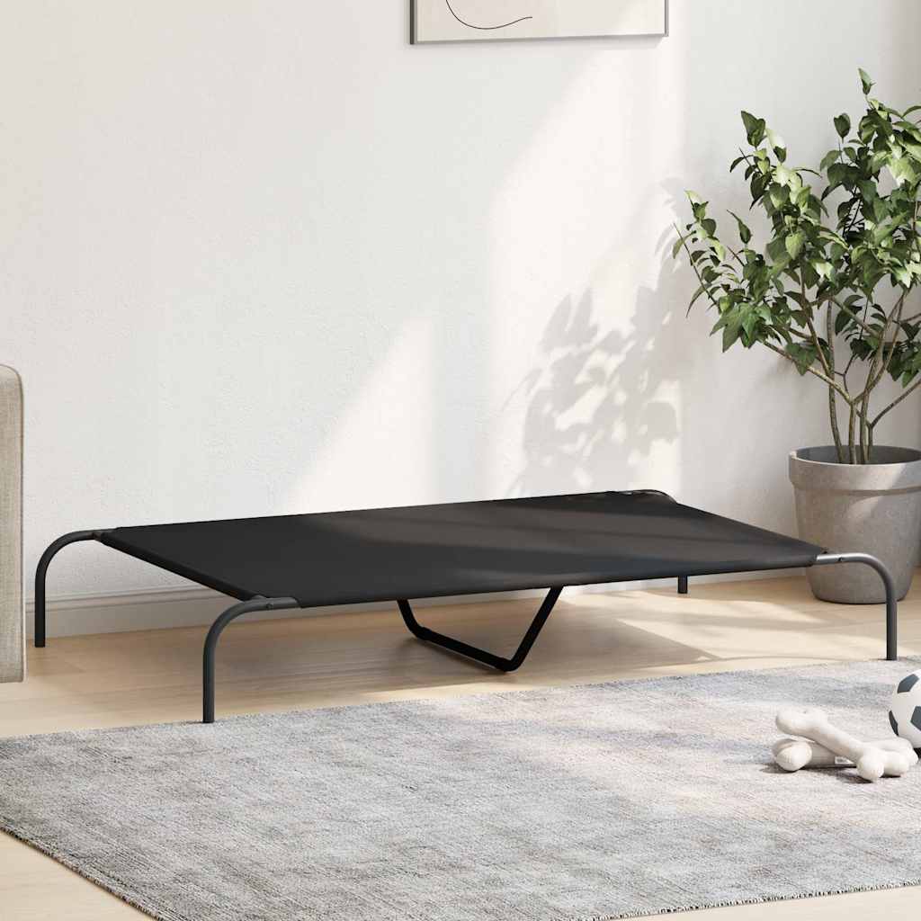 Vyvýšená posteľ pre psa čierna 130x80x20 cm Oxford Fabric Steel