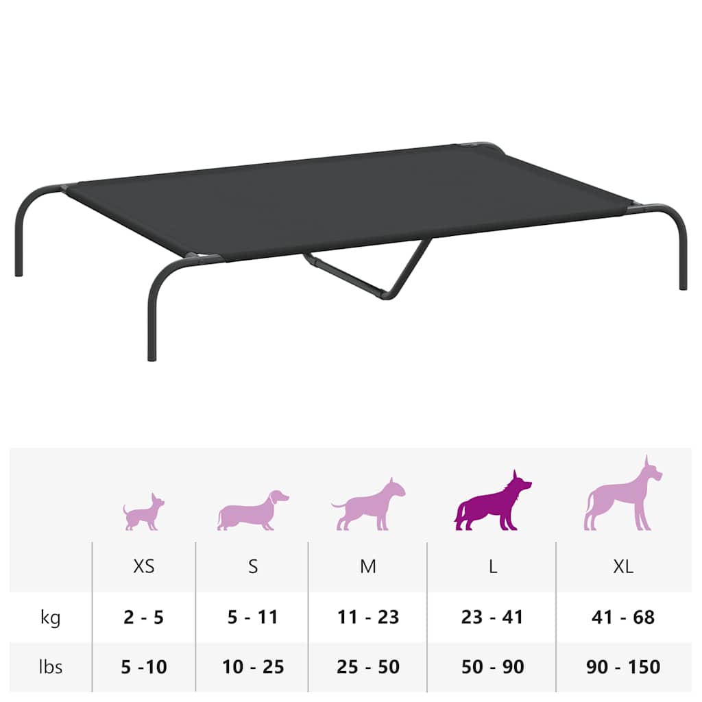 Vyvýšená posteľ pre psa čierna 130x80x20 cm Oxford Fabric Steel