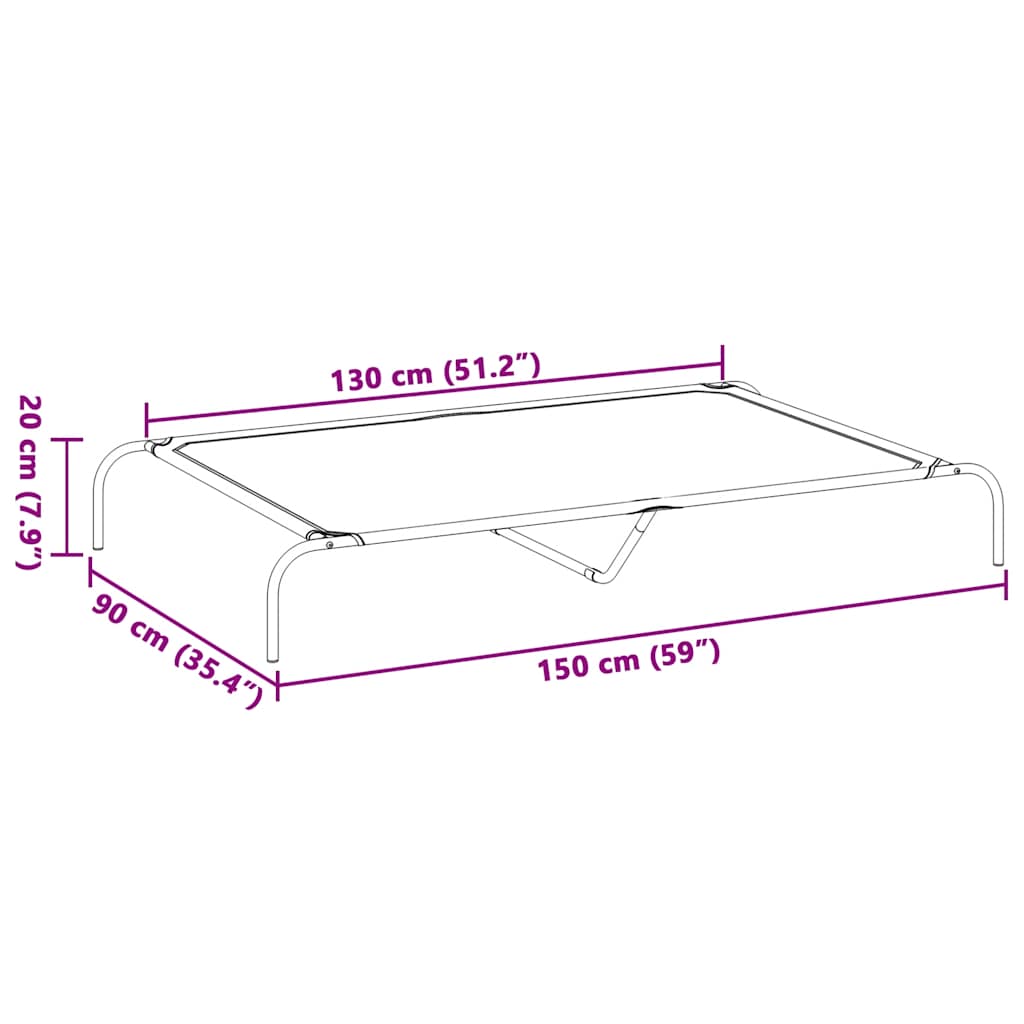 Vyvýšená posteľ pre psa čierna 150x90x20 cm Oxford Fabric Steel