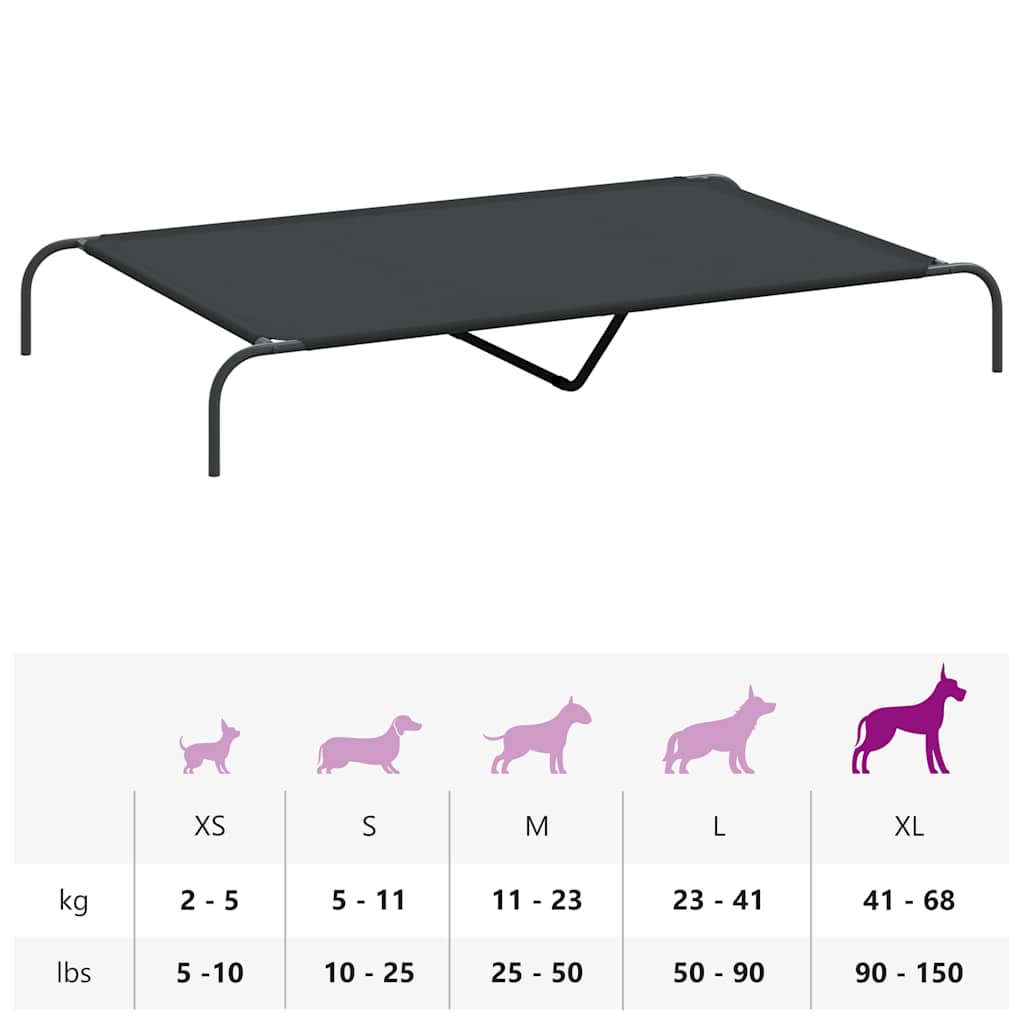 Vyvýšená posteľ pre psa čierna 150x90x20 cm Oxford Fabric Steel