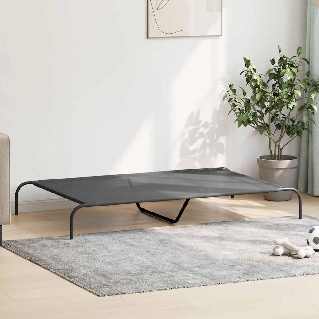 vyvýšená posteľ pre psa sivá 150x90x20 cm textil a oceľ