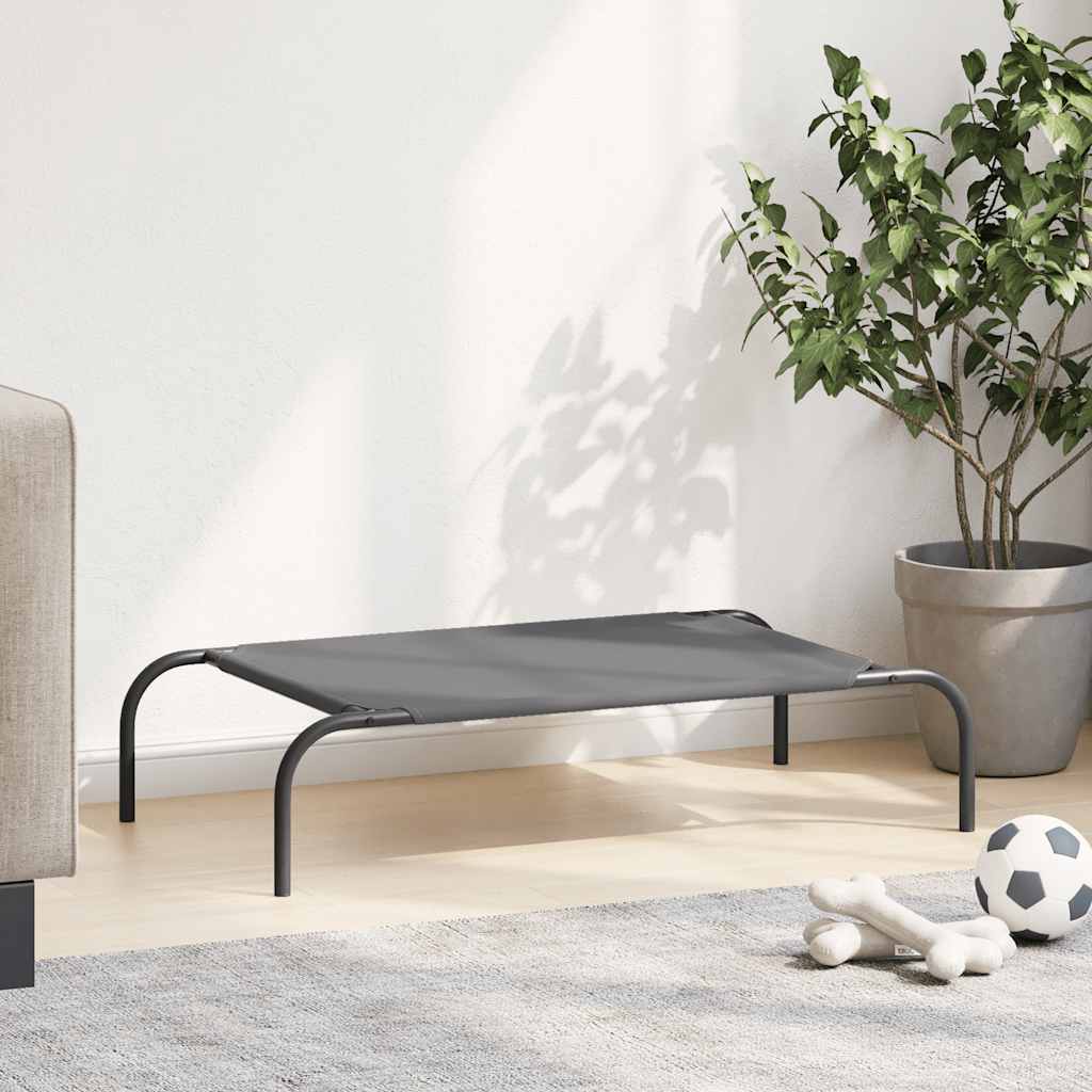 Vyvýšená posteľ pre psa sivá 90x50x20 cm Oxford Fabric Steel