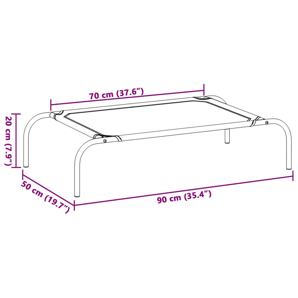 Vyvýšená posteľ pre psa sivá 90x50x20 cm Oxford Fabric Steel