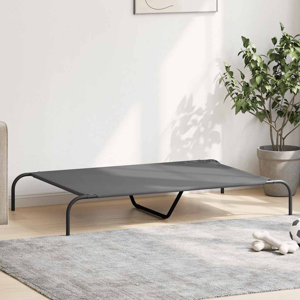 vyvýšená posteľ pre psa sivá 130x80x20 cm Oxford látka a oceľ