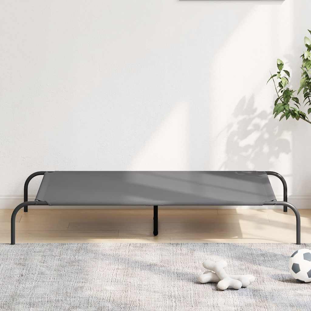 vyvýšená posteľ pre psa sivá 130x80x20 cm Oxford látka a oceľ
