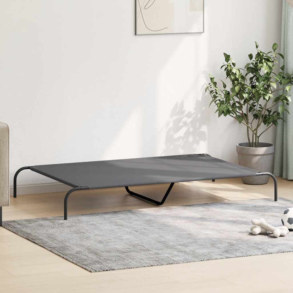 vyvýšená posteľ pre psa šedá 150x90x20 cm Oxford látka a oceľ