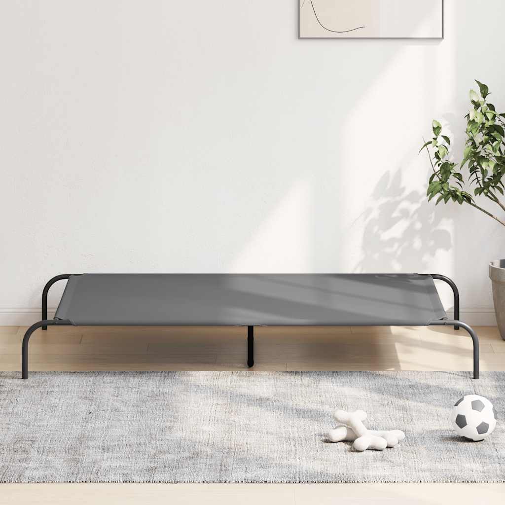 vyvýšená posteľ pre psa šedá 150x90x20 cm Oxford látka a oceľ